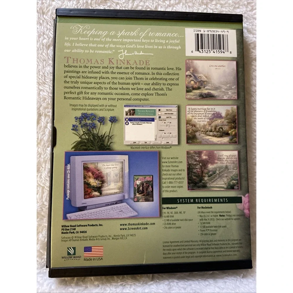 Romantic Hideaways PC CD ROM Thomas Kinkade Computer Scene Art Win Mac Screensav